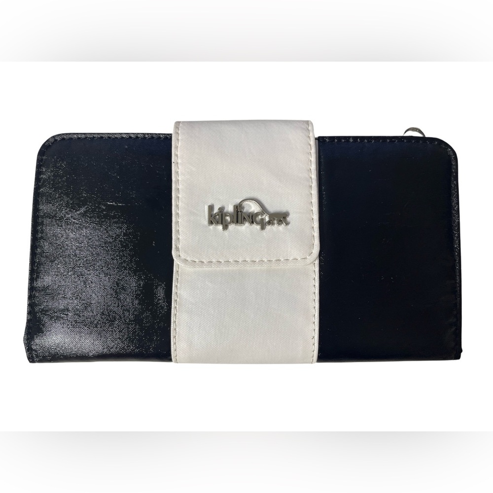 Kipling Women's Black / White Nylon Large Fashion Wallet and Clutch